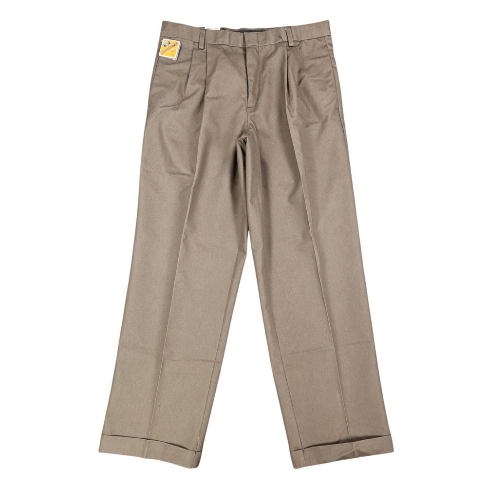 Dockers Khaki Pants Mens 33x30 Brown Pleated Cuffed Stain Defender Classic Fit